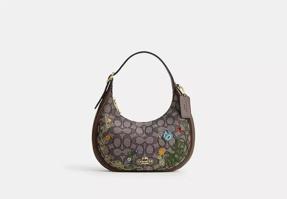 NWT B2-013Coach Emily Shoulder Bag In SignatureJacquardWithFloralEmbroideryCDX19